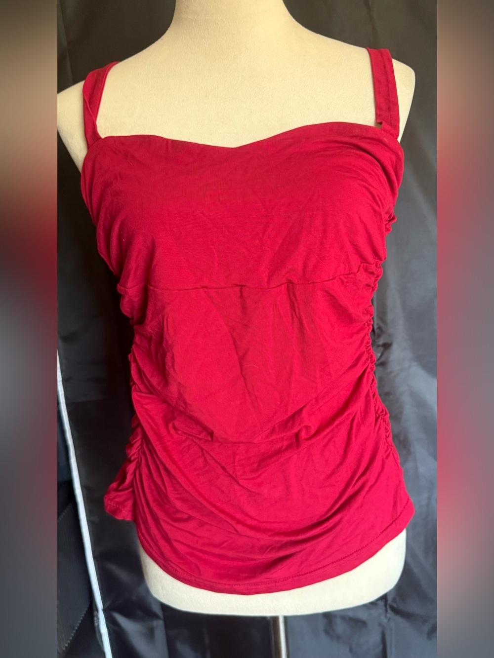 HALARA Red Ruched Tank Top